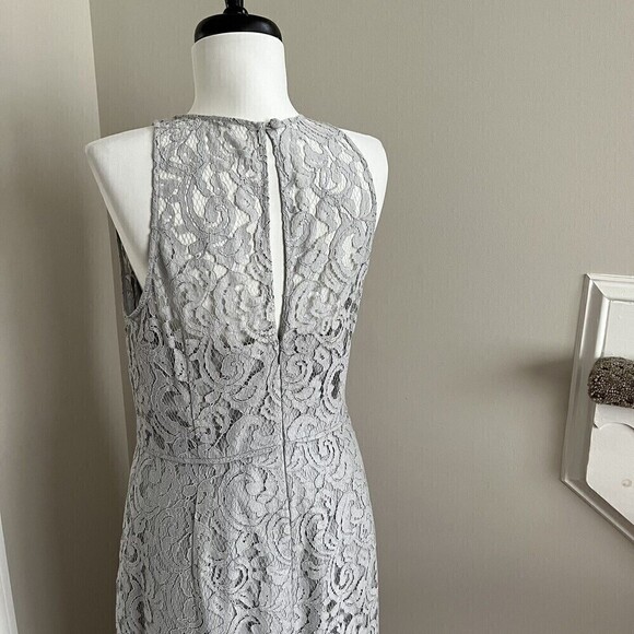 J Crew Pamela lace Maxi Dress Sleeveless Leavers Gray Formal Size 8 - Picture 8 of 14